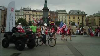 Krakow, city center, a variety of people, flags and sounds... Halleluyah! WYD in Krakau Cracovia