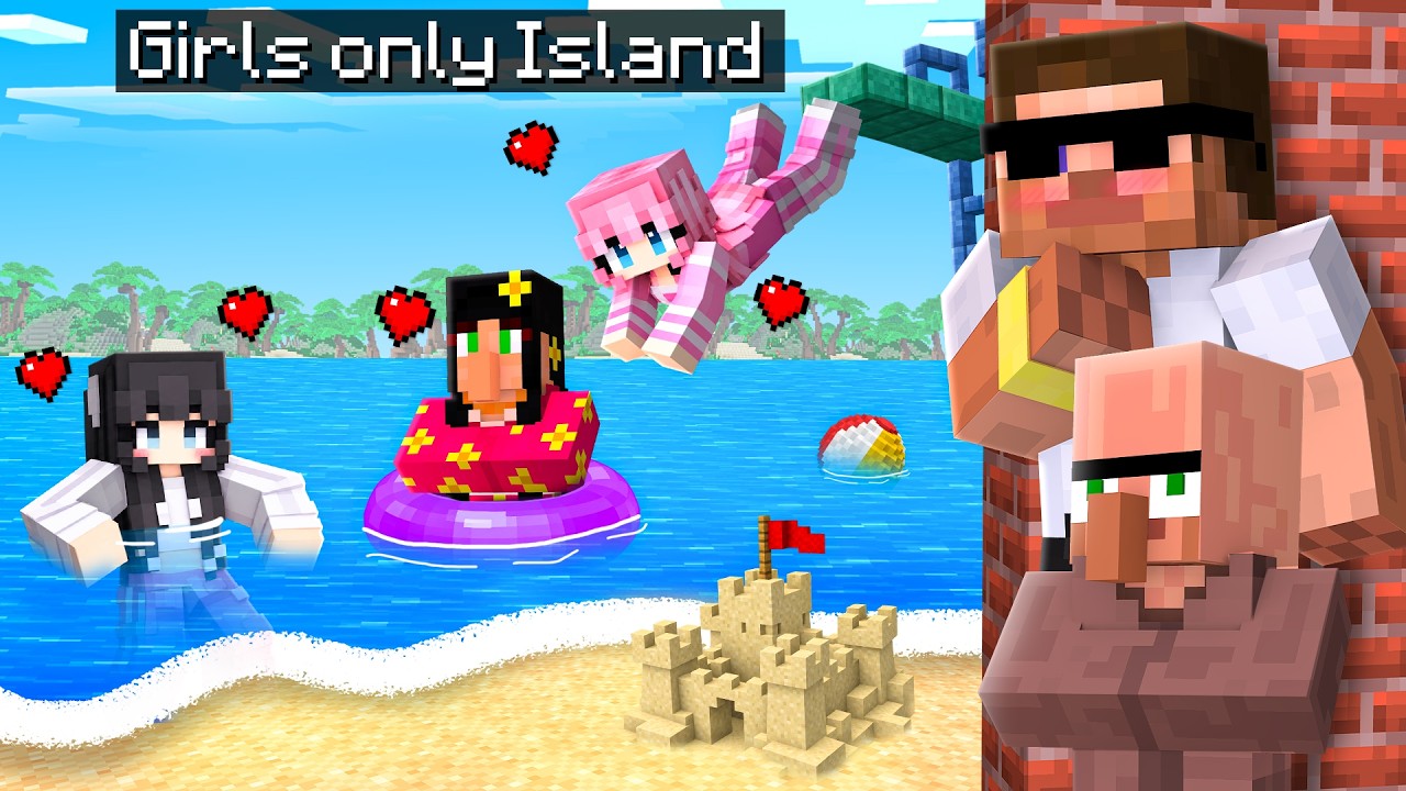 We SNUCK Into A GIRLS ONLY One Chunk Minecraft..
