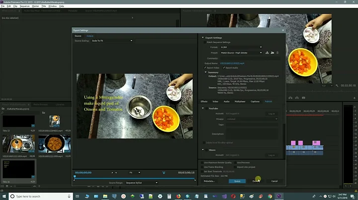 Adobe Premier Pro - Export to MP4 video format with audio  - Format H 264