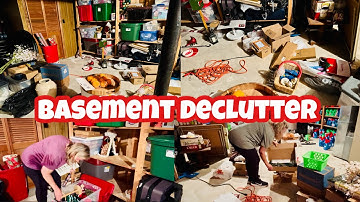 BASEMENT DECLUTTER/ Focusing on decluttering Christmas decor and getting the floor cleared
