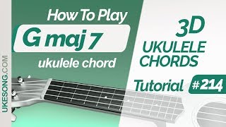 Ukulele chords -  Gmaj7 | 3D ukulele chords tutorial # 214