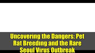 Uncovering the Dangers: Pet Rat Breeding and the Rare Seoul Virus Outbreak