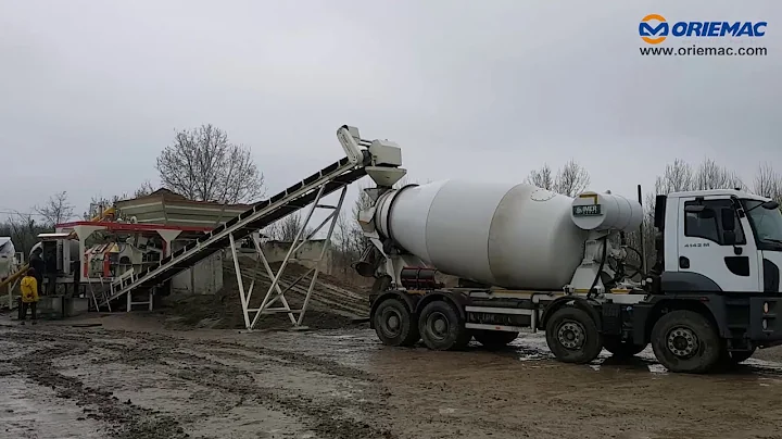 China Cheap Price Compact Concrete Batching Plant With Mixing Truck For Sale