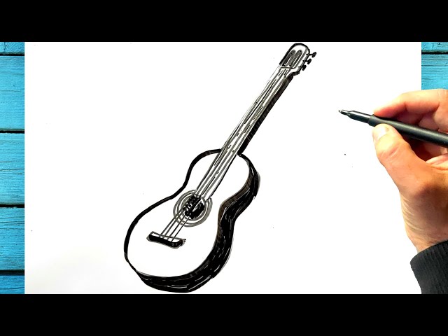 Tuto dessin guitare facile, Comment dessiner une guitare facile 
