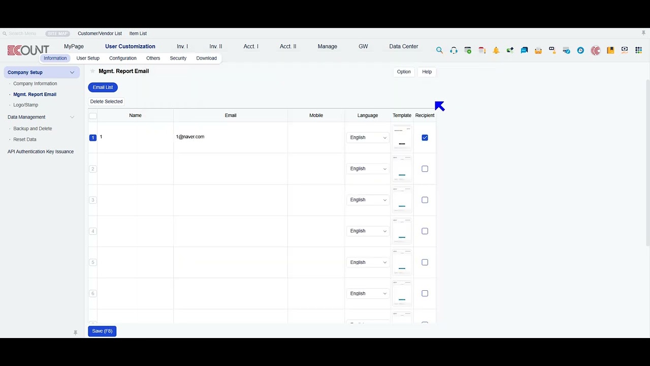 [ECOUNT Practice] UserCustomization - Information - Company Setup - YouTube