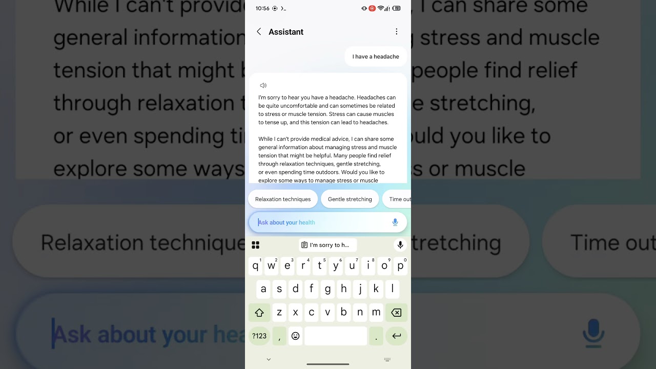Samsung Health assistant in Samsung Health app