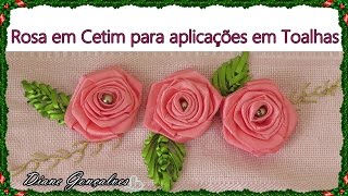 ROSA EM CETIM PARA APLICAÇÕES EM TOALHAS