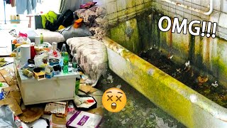 🤮THIS BATHROOM STINKS.!!! 😫MAKEUP WAS BROKEN BY A CHILD AND LITTERED ALL OVER THE PLACE!😨#cleaning