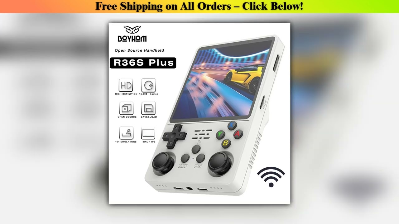 BOYHOM R36S Plus Retro Handheld Game Console Linux 64-bit System 4" IPS Screen RK3326 Portable
