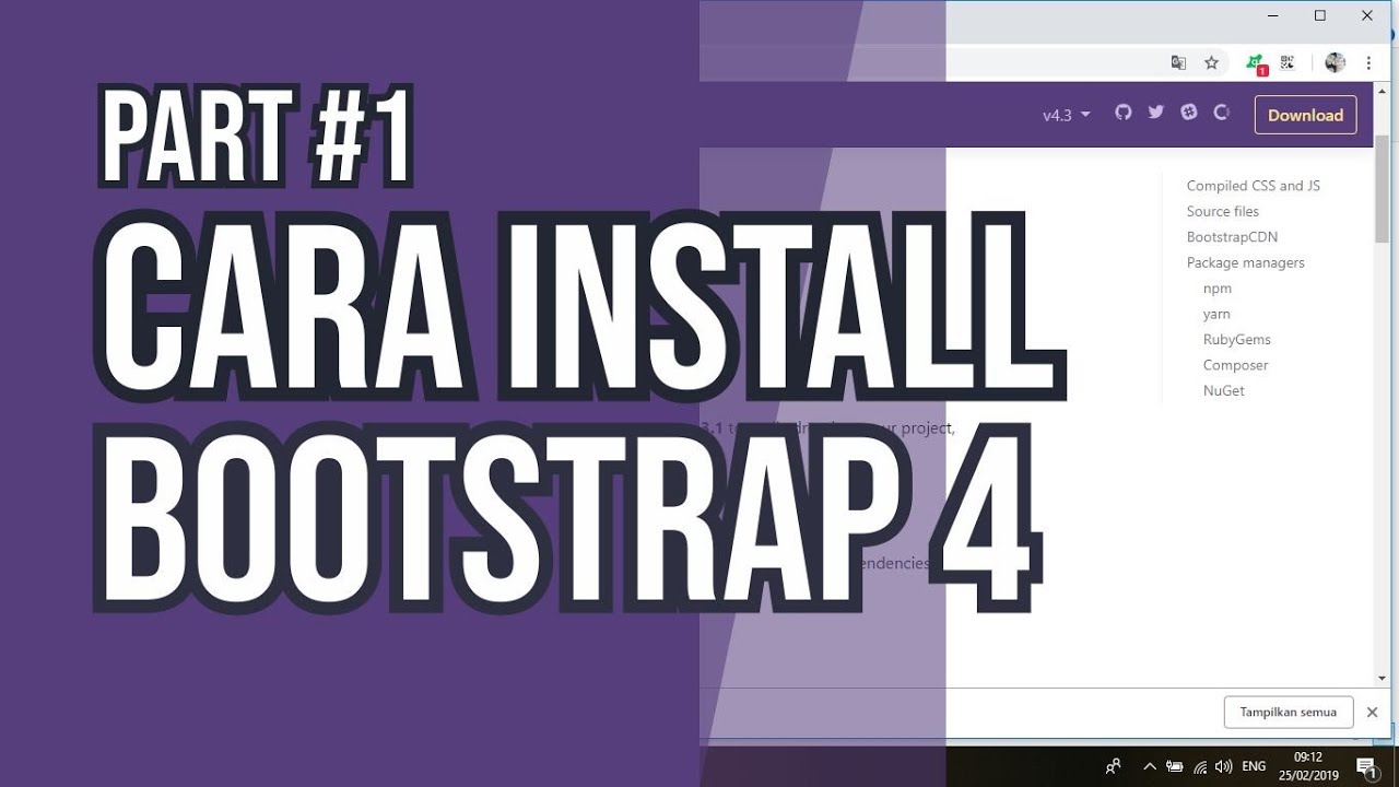 bootstrap 4 download  New Update  CARA INSTALL BOOTSTRAP 4 PART#1