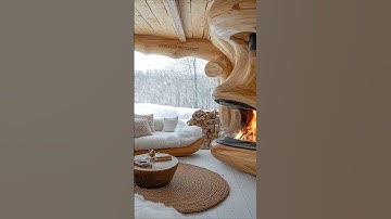 Cozy winter cabin with a dreamy fireplace and stunning snowy forest views! ❄🔥🏡