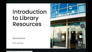 Introduction to Library Resources