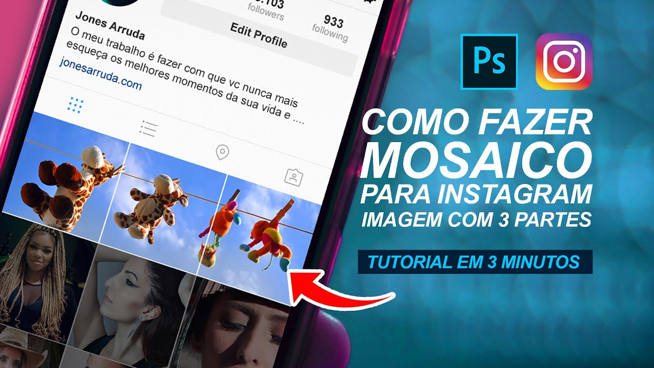 Como Fazer Mosaico Para Instagram Usando Photoshop 1 Imagem Cortar