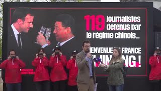 Reporters Without Borders protests in Paris over press freedom as China's President Xi visits France