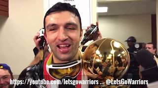ZAZA PACHULIA + Nothing easy baby!, Warriors (4-1) postgame locker room celebration, NBA Finals G5