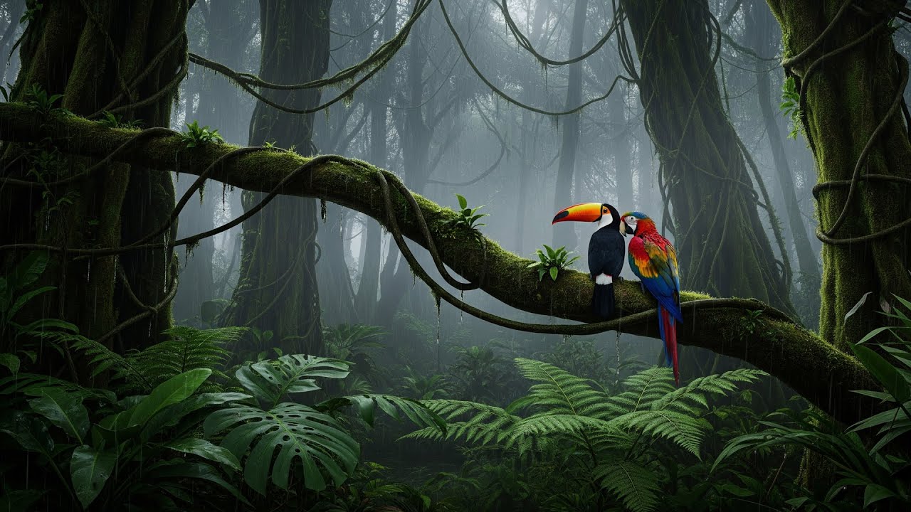 Rainforest Ambience – Tropical Jungle Soundscape Streaming from the Heart of the Misty Amazon