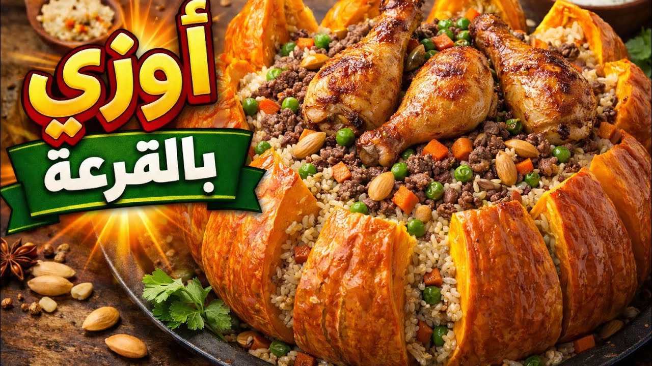 أوزي بالقرعة: فن تحضير الأرز المتبل باللحم المفروم و الدجاج المحمر – وصفة مثالية للمناسبات😍😋