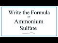 Ammonium and Sulfate Ion Concepts