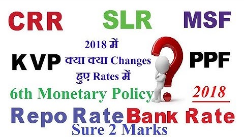 6th Monetary Policy 2018 | CRR | SLR| MSF| BANK RATE | REPO RATE| REVERSE REPO RATE