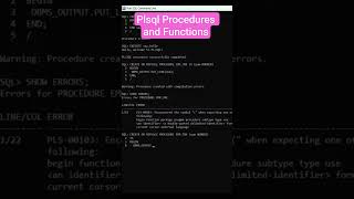Plsql Procedures Hands-on #education #databaseconcepts #coding