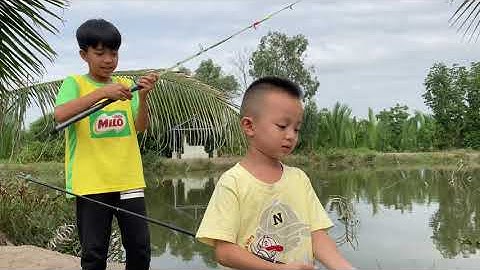 Chiều nay ba đi câu cá về cho má nấu canh chua (2) - Bé Messi câu dính cá đầu tiên