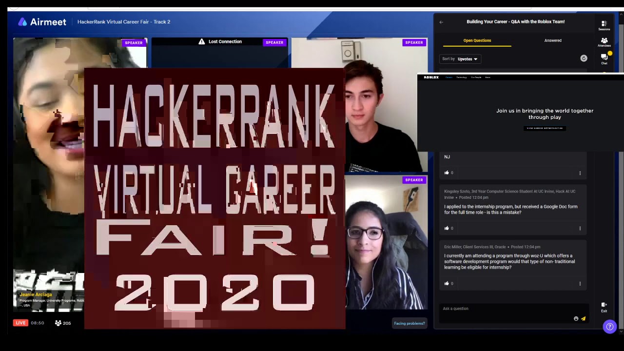Roblox Career Hacker Rank Virtual Career Fair Youtube - roblox hackerrank questions