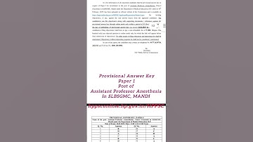 HPPSC Answer key assistant professor anaesthesia paper 1 2025 #answerkey #shortvideo #education