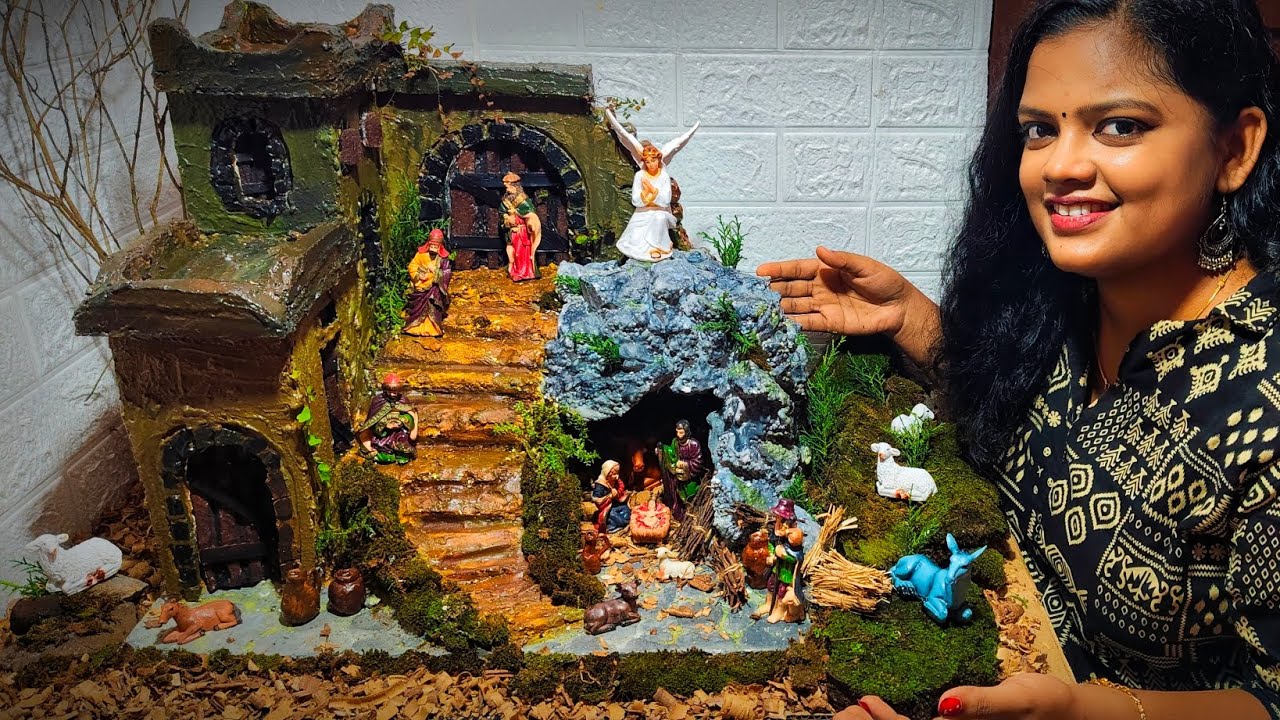 Italian style Christmas crib step by step making tutorial | പുൽക്കൂട് | pulkoodu | Nativity scene