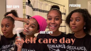 Self care routine day at home (hair, skin, & body care) | black woman 2021