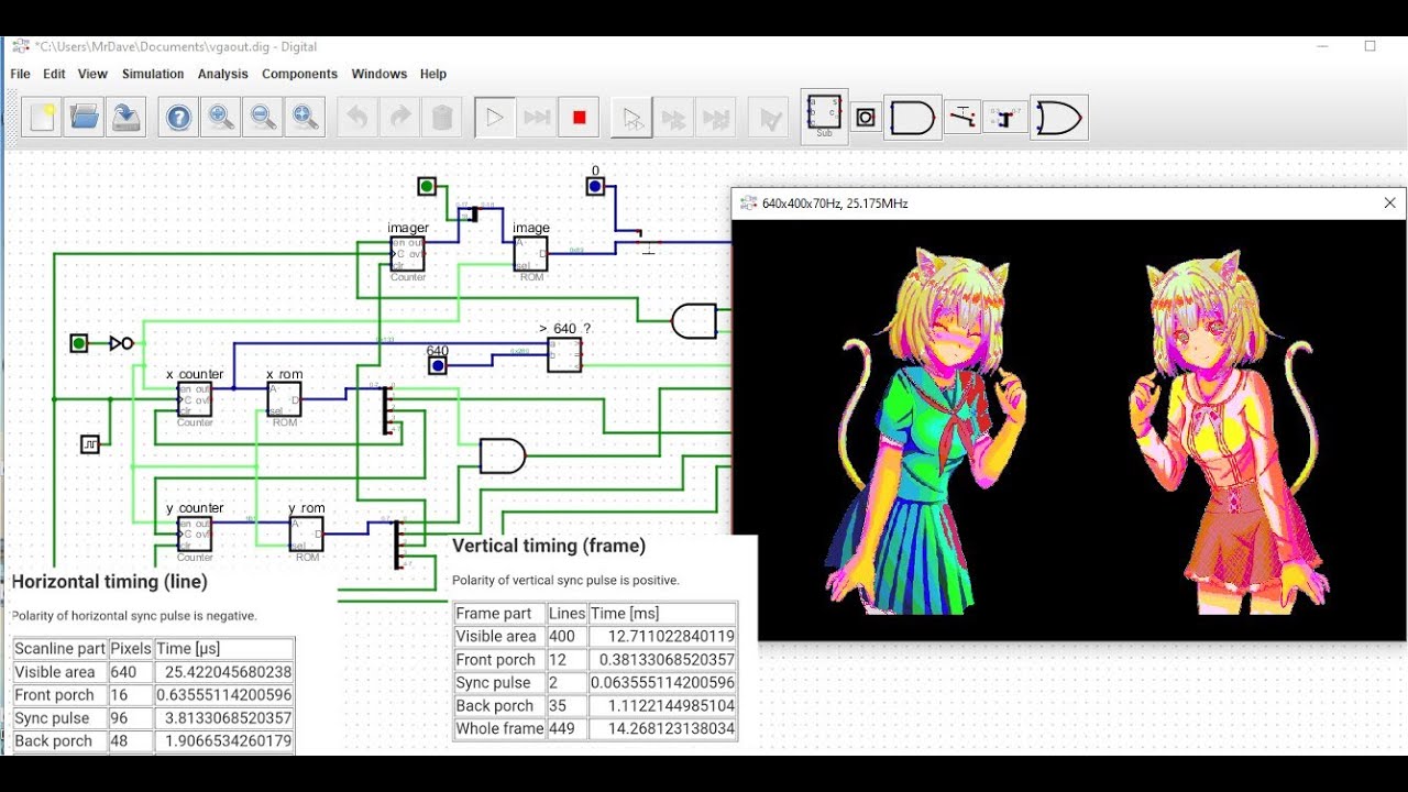 Video card inspired by Ben Eater ( digital version ) see description ...
