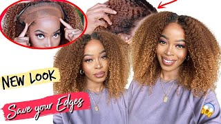 🚨 SAVE YOUR EDGES!! 😱NO GLUE NO GEL 13 6 Swiss Lace Natural Hair Wig Install  Type 4 Natural Hair