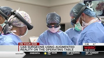 UAB surgeons using augmented reality on the operating table