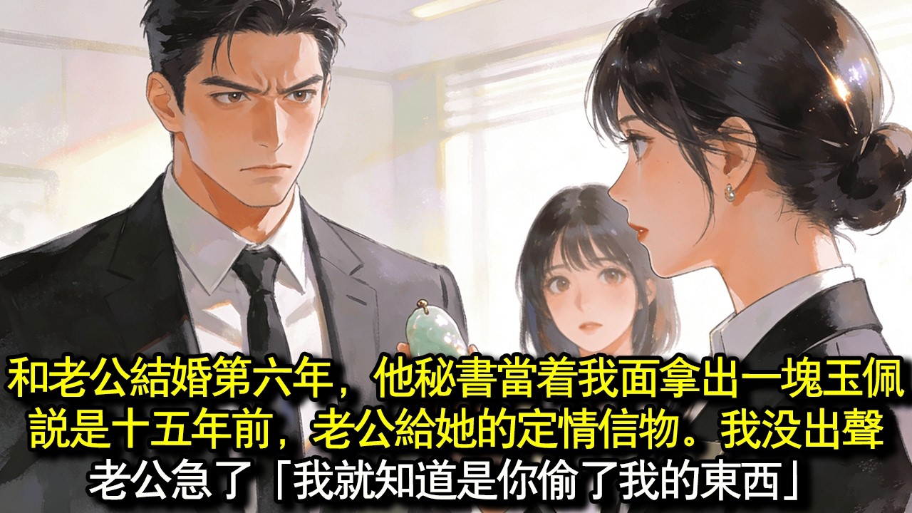和老公結婚第六年，他秘書當著我面拿出一塊玉佩。說是十五年前，老公給她的定情信物。我沒出聲，老公先急了。他把桌子拍得啪啪響，神情激動：「我就知道是你偷了我的東西！」#完結 #愛情 #故事