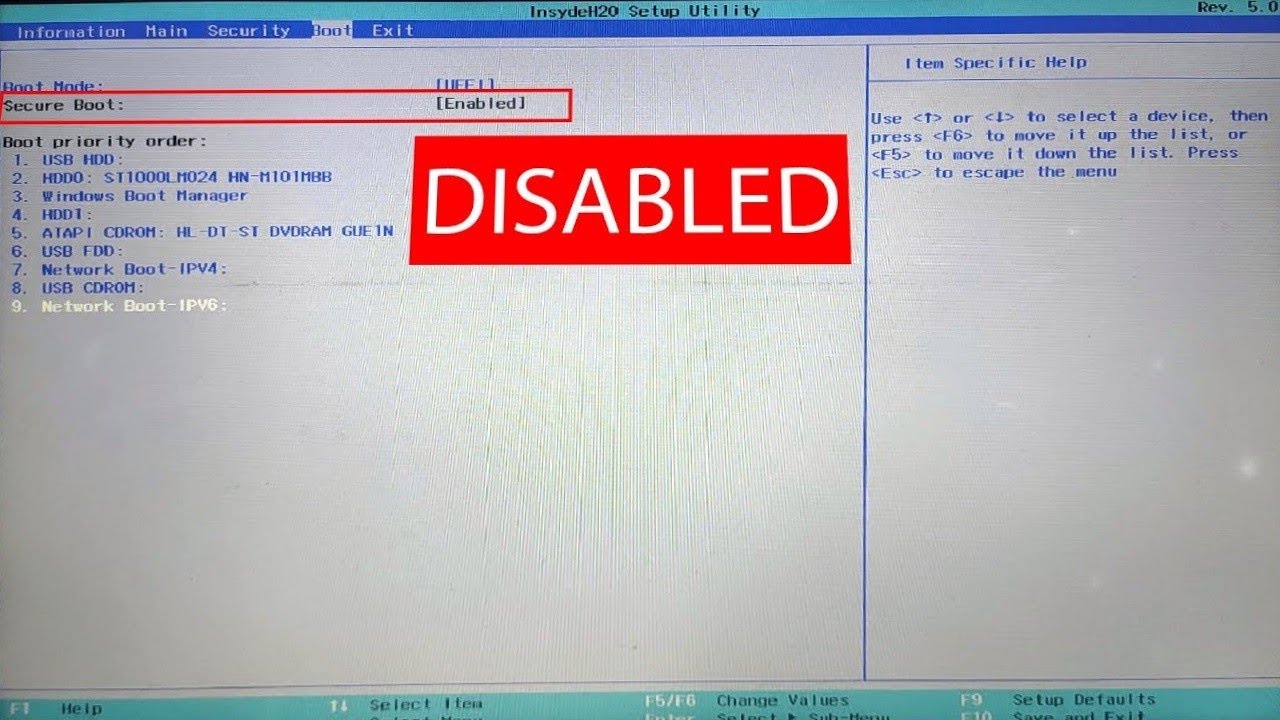 acer e5-575 disable secure boot windows 10