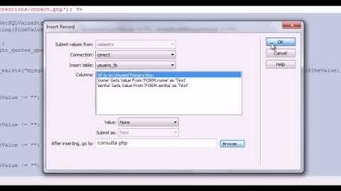Cadastro com Dreamweaver CS6