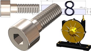 8-Project 51| Tesla Turbine 2 (Turbo Pump) |SolidWorks Tutorial: allen bolt -M4x12  (hex socket cap)
