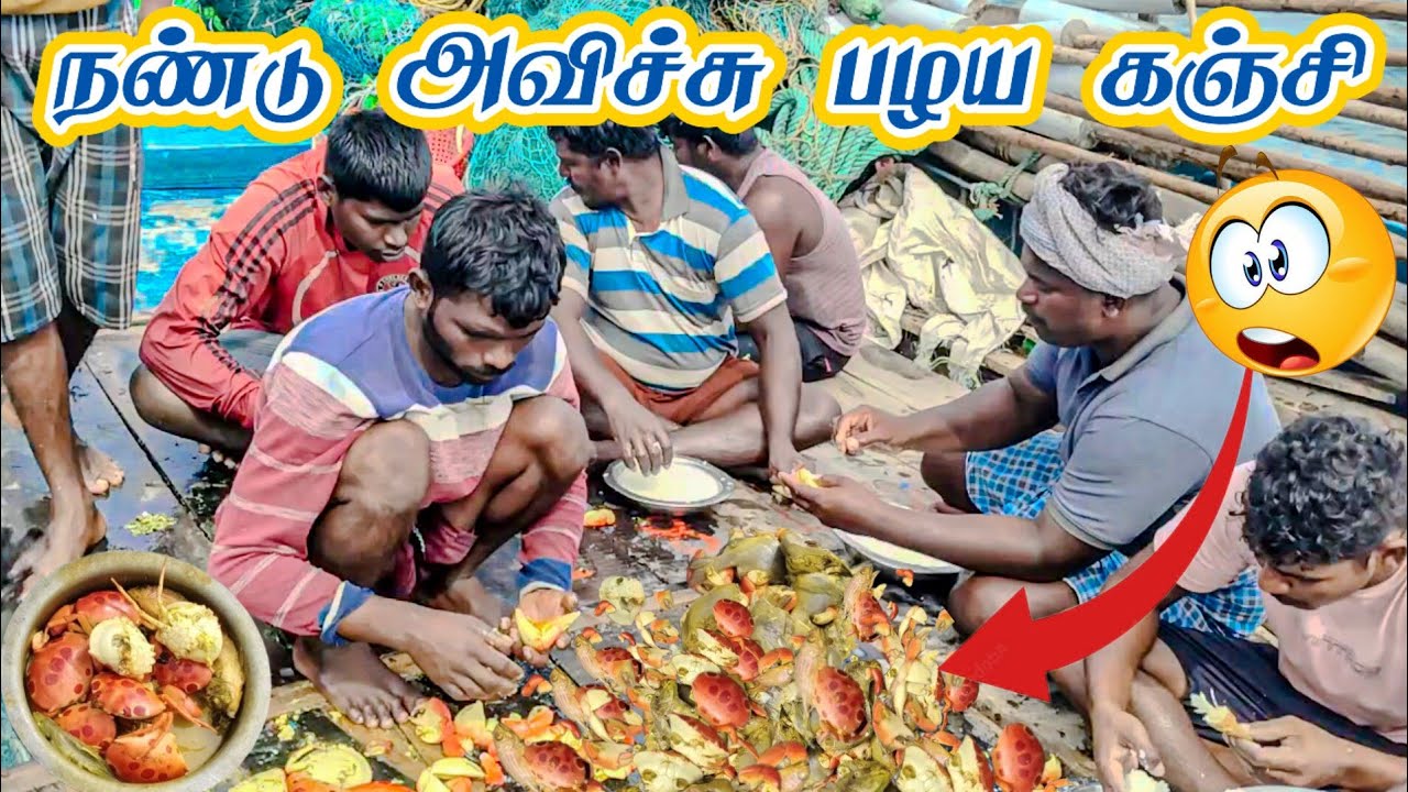 நண்டு அவிச்சு பழைய கஞ்சி #kadalthaaimagan #seafood #fishing #fisherman