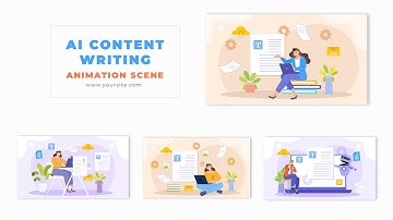 Ai Content Writing Flat  Character Animation Scene After Effects Template