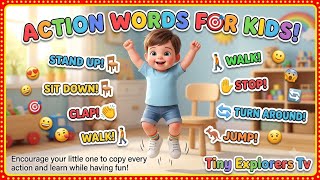 Action Words for Kids! Let's Stand Up, Sit Down, Jump & Play!  | Active Learning for Toddlers