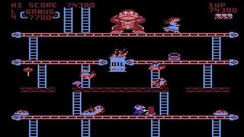 Donkey Kong Atari 8-Bit (Hack) Emulated Gameplay #5 Big White Teeth Kong