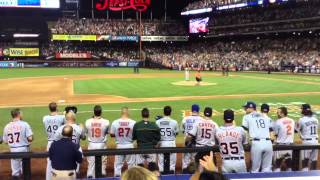 Mariano rivera enters the all star game in bottom of 8th inning at
citifield new york city. american league had a 3-0 lead. usually
pit...