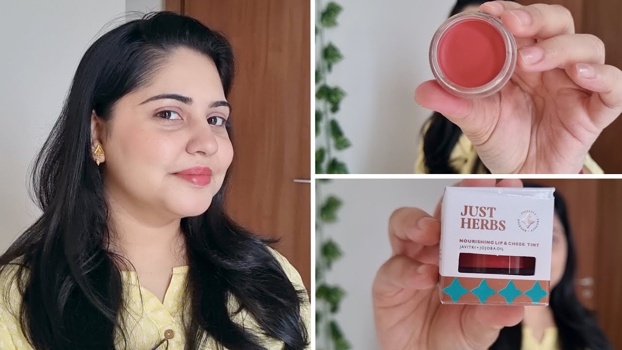 Just Herbs Lip & Cheek tint Review and Swatch Peachy coral YouTube
