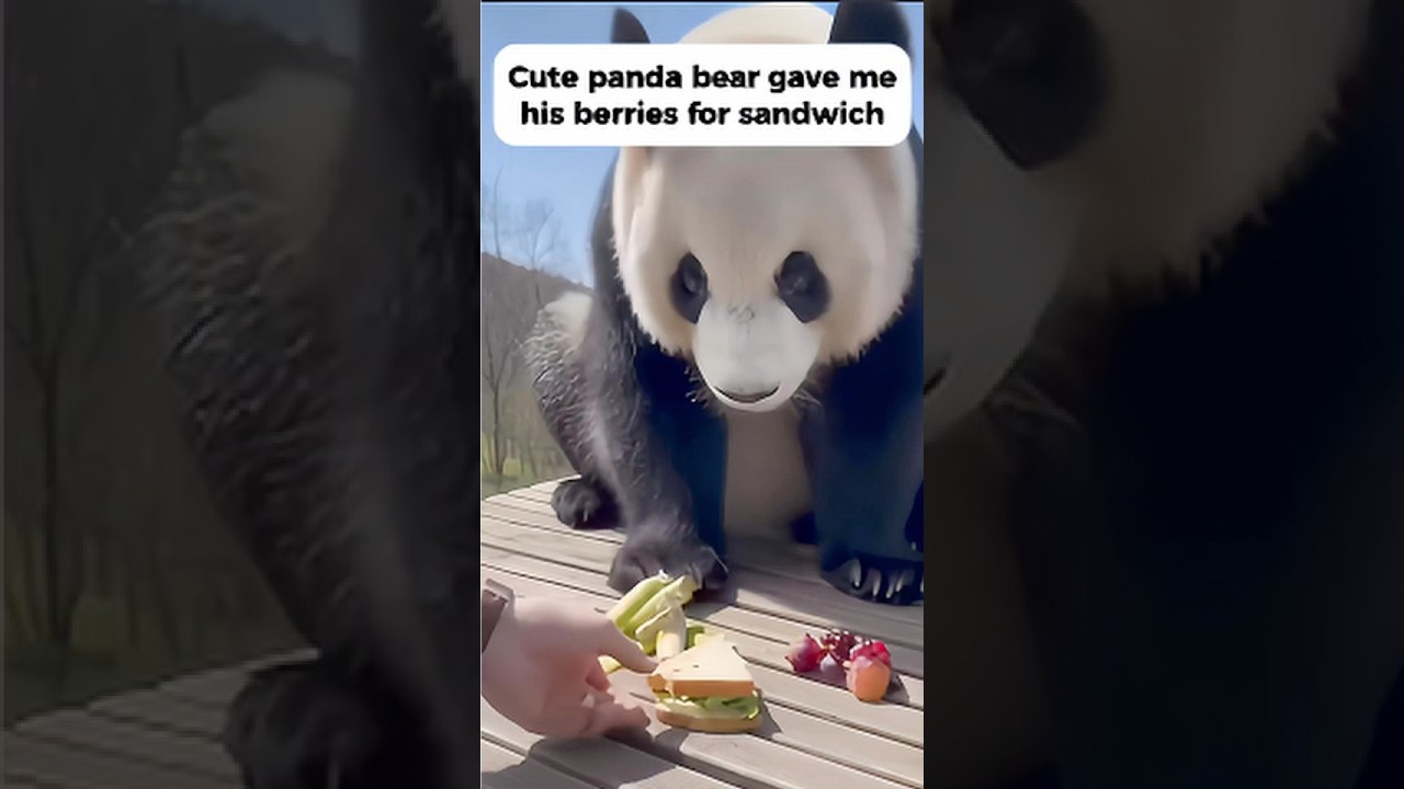 Самый милый медвежонок-панда подарил мне свои ягоды! 🐼 