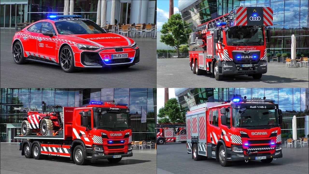 [🚒𝗛𝗢𝗖𝗛 𝗠𝗢𝗗𝗘𝗥𝗡𝗘𝗥 𝗙𝗨𝗛𝗥𝗣𝗔𝗥𝗞🚨] Showfahrt 》E-Tron KdoW , DLaK 42-Meter , WLF uvm. || Werkfeuerwehr Audi