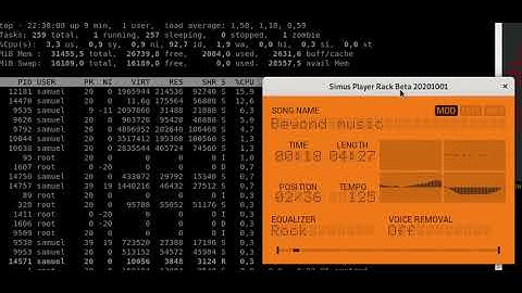 Simus Player Beta. MOD MIDI and MP3 Rack Player Debian Linux Version
