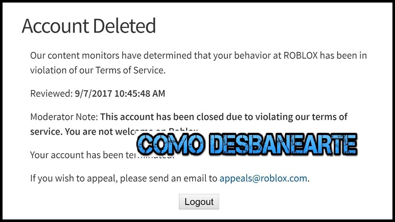 banear cuenta de roblox