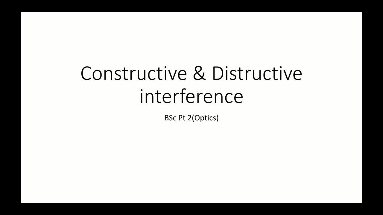 Constructive And Destructive Interference - YouTube