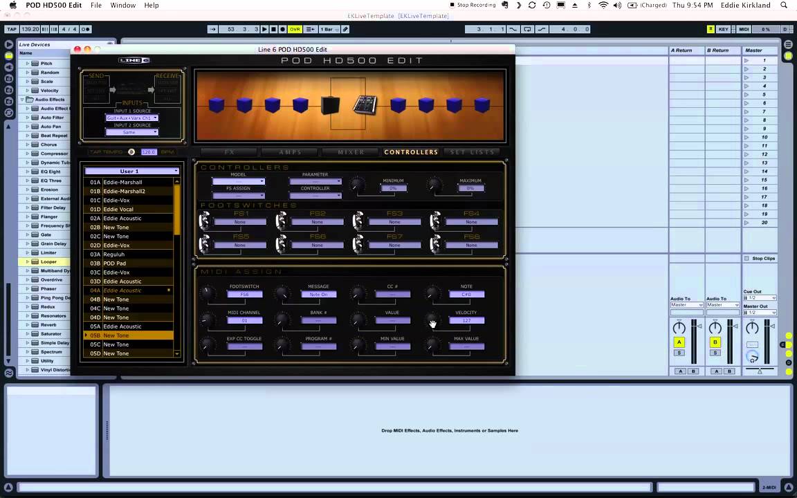 Use POD HD500 as a MIDI controller - YouTube