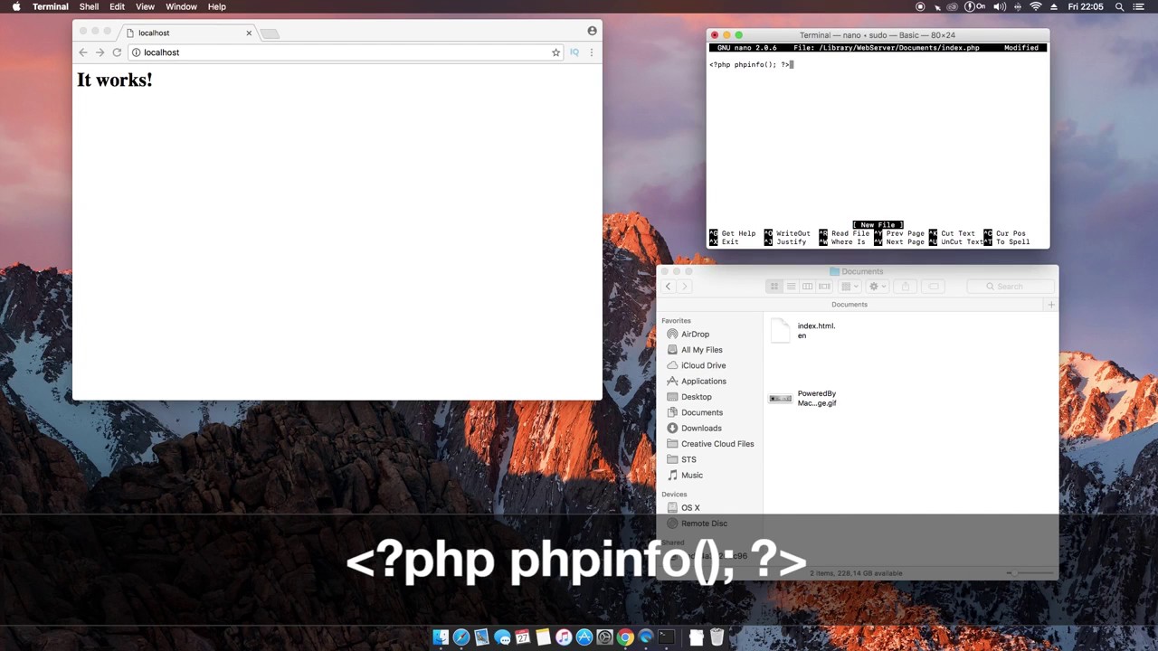 Run Apache PHP MySQL phpMyAdmin macOS Sierra