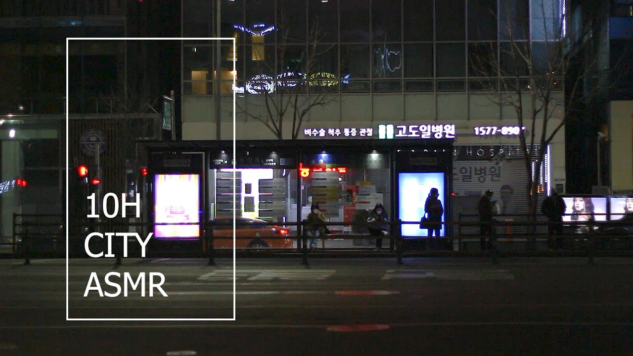 Bus Station City Sounds and Traffic Ambience ASMR for Sleep and Study | Relaxing City at Night